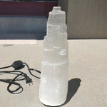 Natural raw Satin Spar lamp