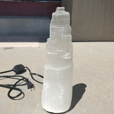 Natural raw Satin Spar lamp