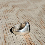 Natural polished faceted Moldavite ring