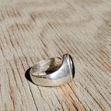 Natural polished faceted Moldavite ring