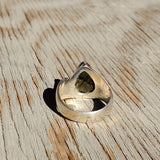 Natural polished faceted Moldavite ring