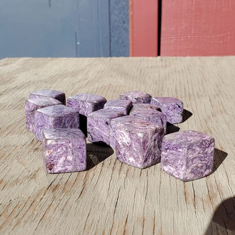 Natural polished Charoite cube