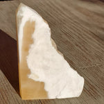 Natural polished and raw Orange Calcite slab point