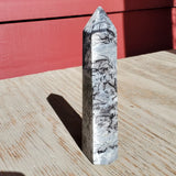 Natural polished Spiderweb Jasper point